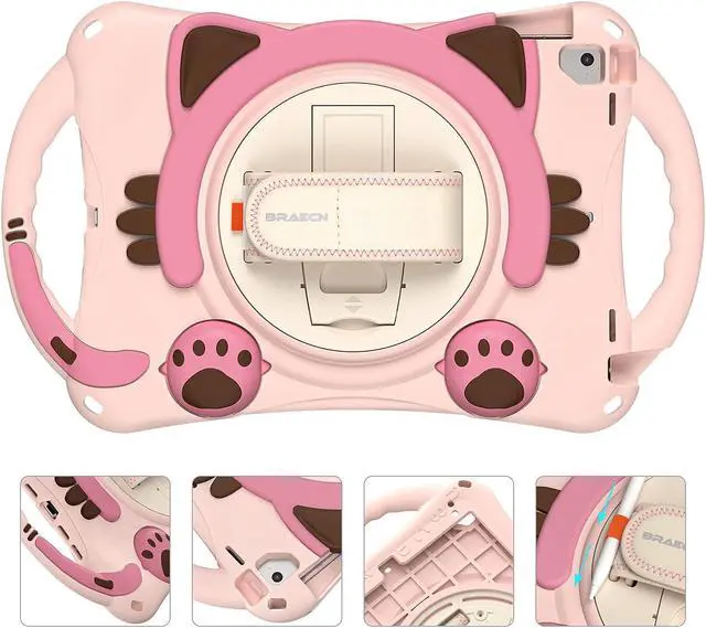 Alt view image 2 of 5 - BRAECN Functional Kids Friendly Boys Girls Heavy Duty Shockproof Cute Case with Strap, Handle, Kickstand, Pencil Holder for Apple iPad 9.7 Inch 6th 5th/ iPad Air 1 2/ iPad Pro 9.7