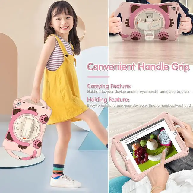Alt view image 4 of 5 - BRAECN Functional Kids Friendly Boys Girls Heavy Duty Shockproof Cute Case with Strap, Handle, Kickstand, Pencil Holder for Apple iPad 9.7 Inch 6th 5th/ iPad Air 1 2/ iPad Pro 9.7