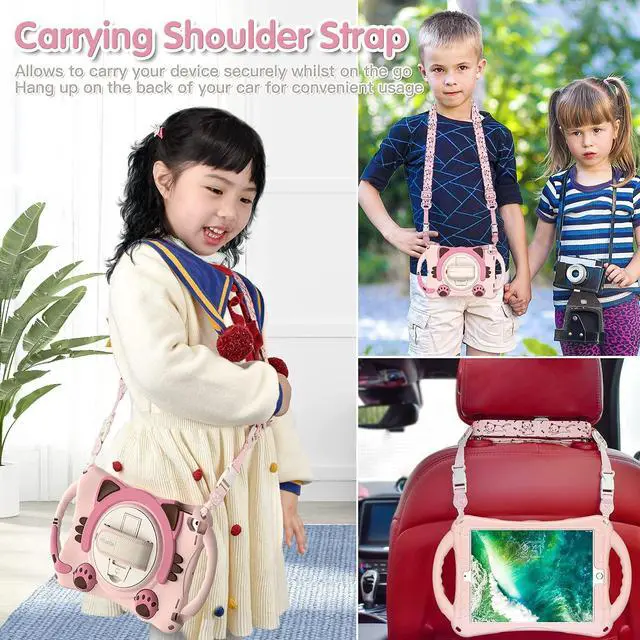 Alt view image 5 of 5 - BRAECN Functional Kids Friendly Boys Girls Heavy Duty Shockproof Cute Case with Strap, Handle, Kickstand, Pencil Holder for Apple iPad 9.7 Inch 6th 5th/ iPad Air 1 2/ iPad Pro 9.7