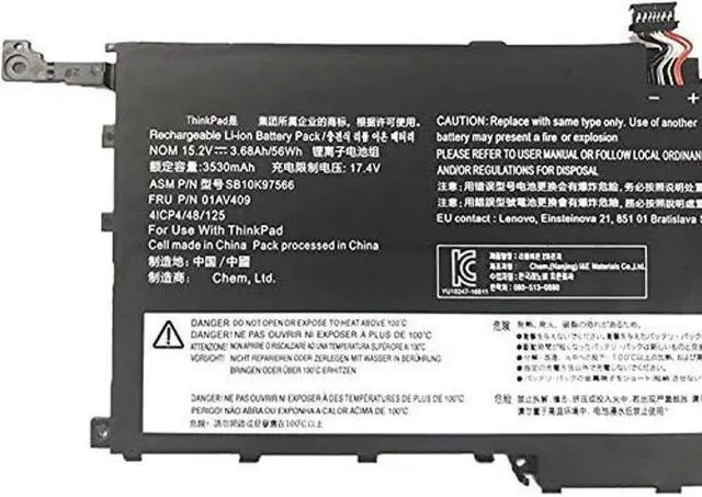 Alt view image 3 of 4 - Batterymarket 01AV409 Replacement Laptop Battery Compatible with Lenovo ThinkPad X1 Yoga Gen 1 Carbon Gen 6 Series Notebook 01AV410 SB10K97566 SB10K97567-15.2V 56Wh/3680mAh