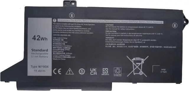 Main image of FLYRLB WY9DX Battery Replacement for Dell Latitude 5420 5520 Precision 15 3560 / Dell P137G P137G001 P104F P104F001 Series Laptop RJ40G 01K2CF 075X16 0WK3F1 0M3KCN 005R42 42Wh