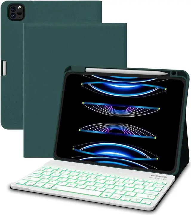 Main image of C INVERTER Keyboard Case for iPad Air 5th 4th Generation 2022/2020, iPad Pro 1st/2nd/3rd Gen 2018/2020/2021, 10.9 inch Case with Pencil Holder & 7 Colors Backlit Magnetic Bluetooth Keyboard(Teal)