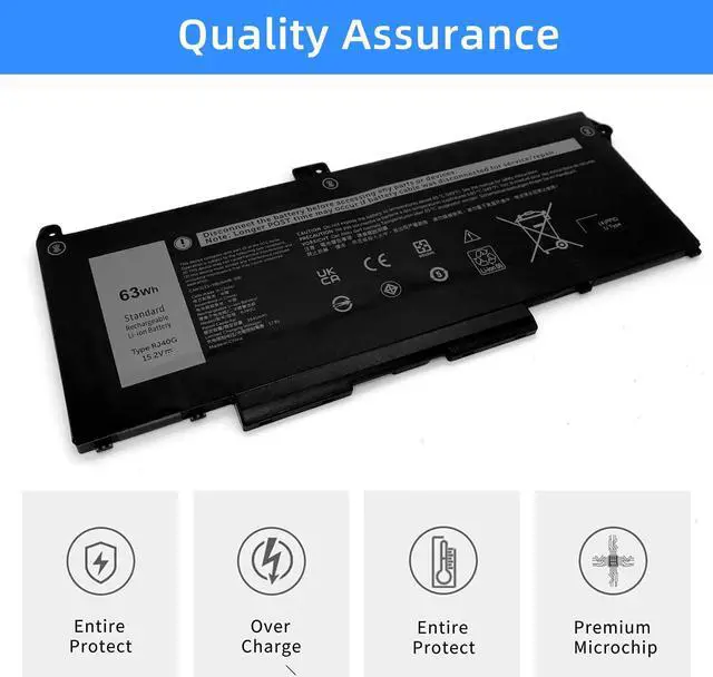 Alt view image 4 of 5 - NBULBL RJ40G Laptop Battery Replacement for Dell Latitude 14 5420 Latitude 15 5520 Precision 15 3560 Series P137G P137G001 P104F P104F001 P104F002 075X16 01K2CF WY9DX 0WK3F1 0M3KCN 15.2V 3941mAh