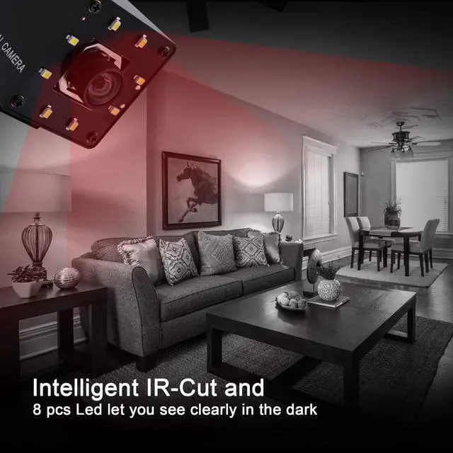 Alt view image 4 of 5 - 2 MP Webcam 100fps USB Camera with Night Vision 1080P OTG Camera for Home Industria, USB Camera with 8pcs IR LEDs Webcam for Android Windows Linux Mac Web Cams for The Dark Night Plug&Play
