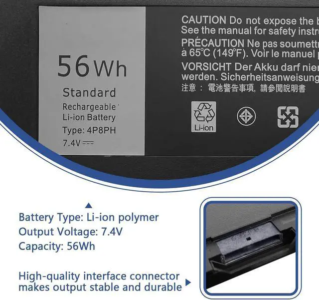 Alt view image 2 of 5 - ANTIEE 56Wh 4P8PH Battery Replacement for Dell Inspiron 15 7000 7537 7547 7548 N7547 N7548 Vostro 14 5459 Series Notebook D2VF9 G05H0 0G05H0 OPXR51 179F8 04P8PH 7.4V 4-Cell