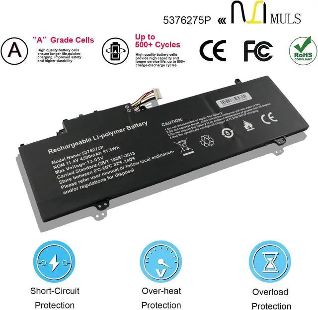 Alt view image 4 of 5 - MULS 5376275P UTL-509068-3S Laptop Battery for Gateway GWTN141-10BK GWTN141-4 GWTN156-5BL Gwtn141-4bl Series 5376275P NV-509067-3S UTL-509068-3S NV-509067-3S 4500mAh