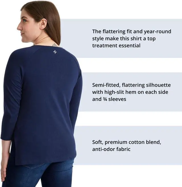 Alt view image 2 of 4 - Care+Wear - Womens Long-Sleeve Chest Port Access Shirt (X-Small, Navy) - Ideal for Chemotherapy - Comfortable and Flattering Fit - All-Day Comfort and Effortless Style