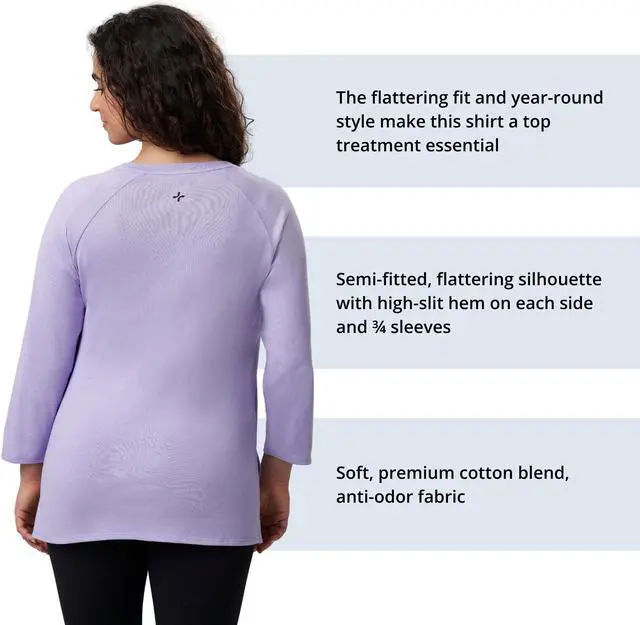 Alt view image 2 of 5 - Care+Wear Women's Long-Sleeve Chest Port Access Shirt - Women's Long-Sleeve Shirt with Port Access for Central Line (X-Large, Lavender)