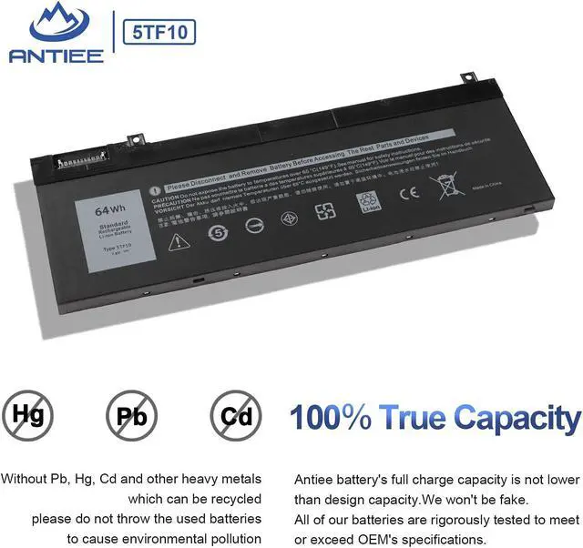 Alt view image 4 of 5 - ANTIEE 5TF10 GHXKY Laptop Battery Replacement for Dell Precision 7730 7740 7530 7540 P34E Series Notebook P34E001 P34E002 P74F P74F001 P74F002 NYFJH RY3F9 0RY3F9 7M0T6 7.6V 64Wh 8000mAh