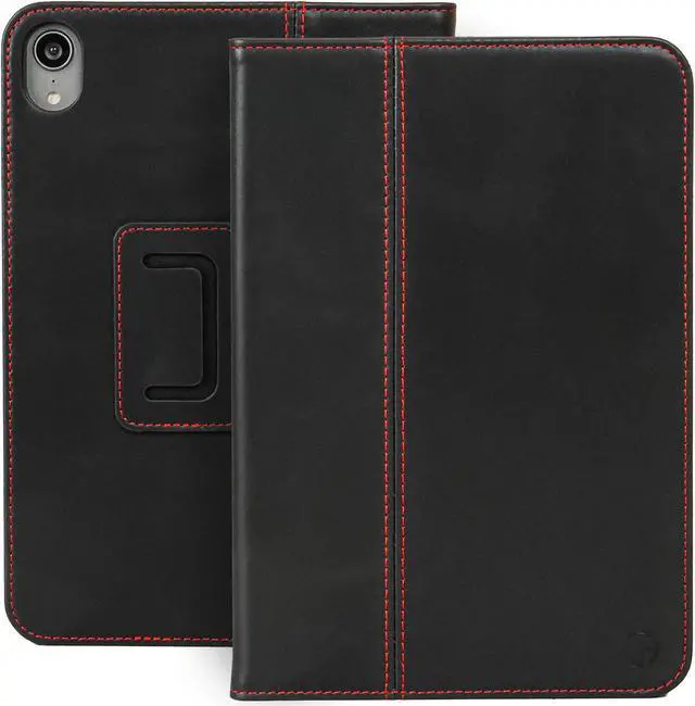 Main image of Casemade Real Leather Case Compatible with iPad Mini 7 (A17 Pro) / 6th Gen (2021) - Full-Grain Leather Cover, Auto Sleep/Wake, Dual Stand Position (Black)