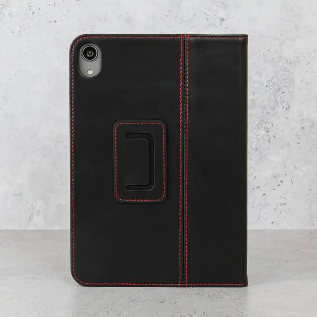 Alt view image 3 of 5 - Casemade Real Leather Case Compatible with iPad Mini 7 (A17 Pro) / 6th Gen (2021) - Full-Grain Leather Cover, Auto Sleep/Wake, Dual Stand Position (Black)
