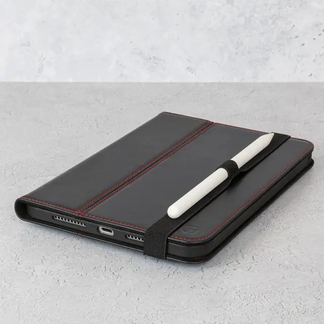 Alt view image 5 of 5 - Casemade Real Leather Case Compatible with iPad Mini 7 (A17 Pro) / 6th Gen (2021) - Full-Grain Leather Cover, Auto Sleep/Wake, Dual Stand Position (Black)