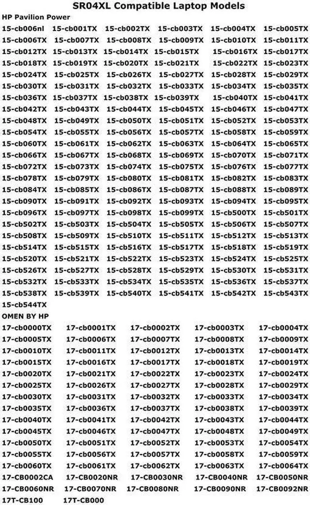 Alt view image 3 of 5 - HP SR04XL 15.4V 70.07Wh Notebook Battery for HP Pavilion Power 15-CB000,Gaming 15-CX000, OMEN 15-CE000,15-DC0000,17-CB0000 PN : 917678-271 917724-855 917678-1B1 917678-2B1 HSTNN-IB7Z HSTNN-DB7W
