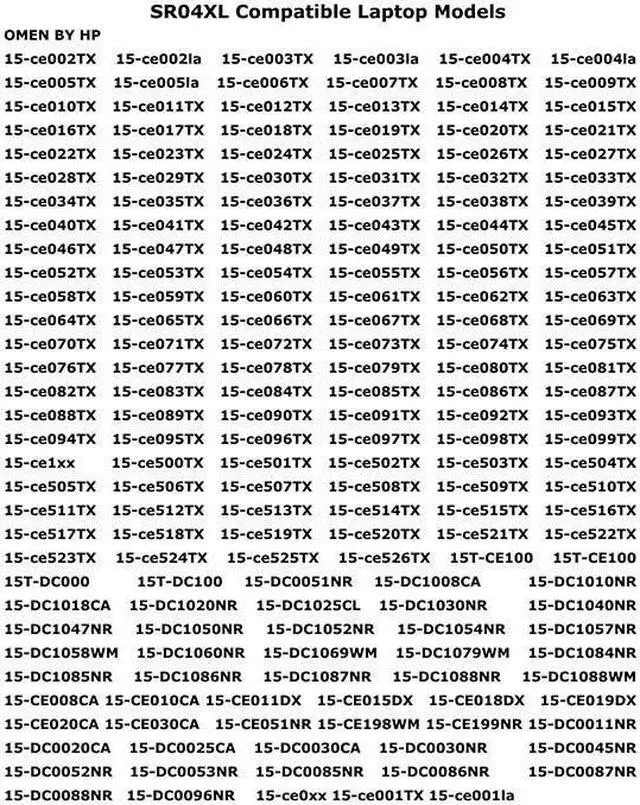 Alt view image 4 of 5 - HP SR04XL 15.4V 70.07Wh Notebook Battery for HP Pavilion Power 15-CB000,Gaming 15-CX000, OMEN 15-CE000,15-DC0000,17-CB0000 PN : 917678-271 917724-855 917678-1B1 917678-2B1 HSTNN-IB7Z HSTNN-DB7W