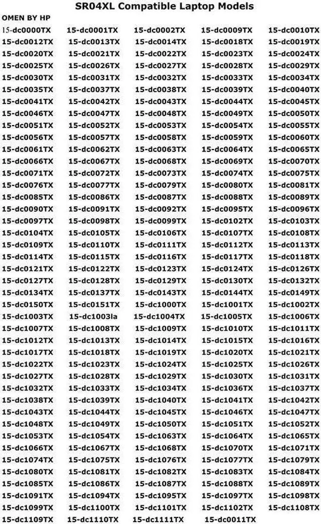 Alt view image 5 of 5 - HP SR04XL 15.4V 70.07Wh Notebook Battery for HP Pavilion Power 15-CB000,Gaming 15-CX000, OMEN 15-CE000,15-DC0000,17-CB0000 PN : 917678-271 917724-855 917678-1B1 917678-2B1 HSTNN-IB7Z HSTNN-DB7W