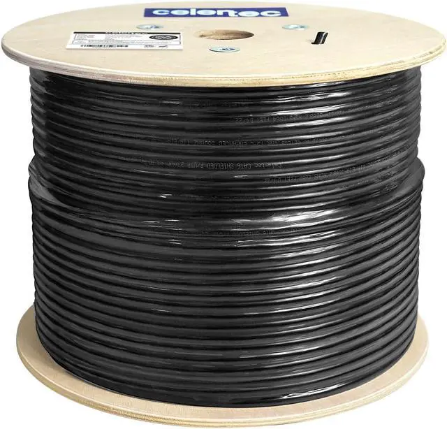 Alt view image 5 of 5 - celertec Cat6 Shielded Outdoor Cable, 1000ft, FTP (Overall Foil Shield), 23AWG Solid Bare Copper, UV Resistant, Weatherproof, 550MHz, ETL Listed &CMX Rated,Bulk Ethernet Cable, Black
