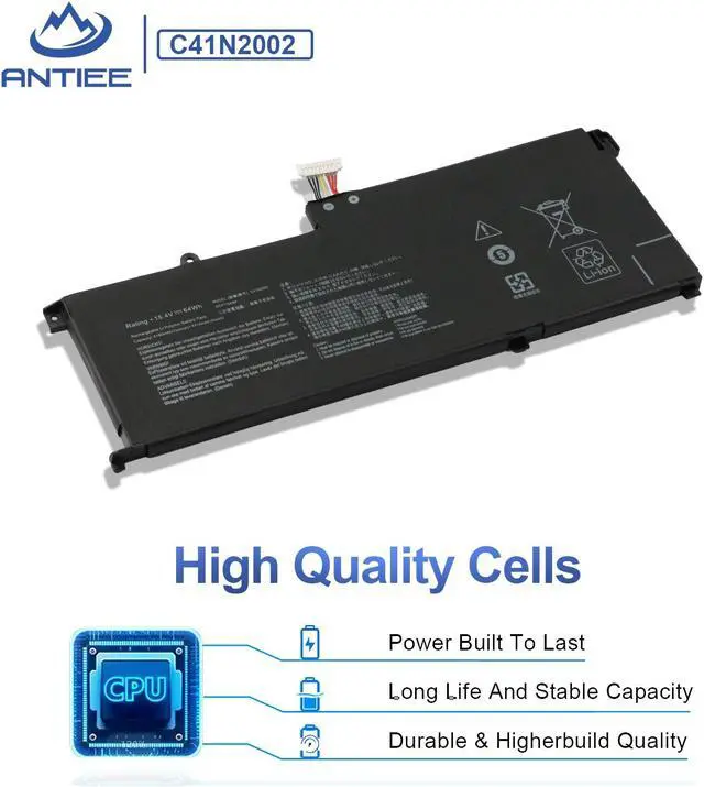 Alt view image 4 of 5 - ANTIEE C41N2002 Laptop Battery for Asus ZenBook Pro 15 UX535 UX535L UX535LH UX535LI UX535LH-BN128R UX535LH-AP1871T UX535LI-E2211T UX535LI-BN141T UX535LI-H2171R UX535LI-WB723R 0B200-03770100 15.4V 64Wh