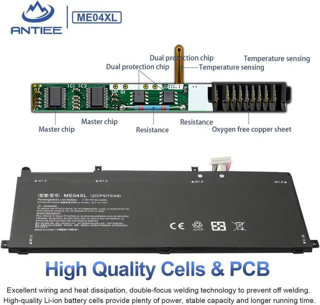 Alt view image 3 of 5 - ANTIEE ME04XL Laptop Battery for HP Elite X2 1013 G3 2TT12EA 2TT14EA 2TT13EA 2TT15EA 2TT18EA 2TT40EA 2TT42EA 2TT41EA 2TT33ES G3 Series ME04050XL 937434-855 HSTNN-IB8D 937519-171 937519-1C1 50.04Wh