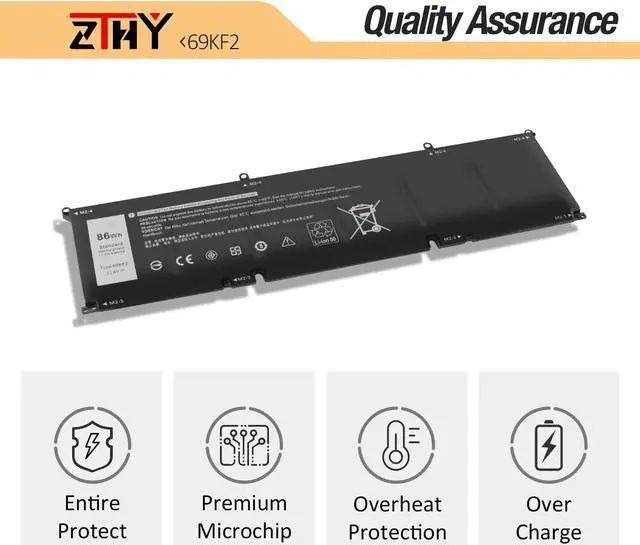 Alt view image 5 of 5 - ZTHY 69KF2 Battery Replacement for Dell XPS 15 9500 9510 9520 9530 Precision 5550 5560 G15 5510 5511 5520 5515 5521 G7 15 7500 P91F P87F 0GFJ6 Inspiron 7510 7610 7620 11.4V 86Wh 6-Cell