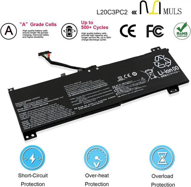 Alt view image 4 of 5 - L20C3PC2 L20M3PC2 45Wh Laptop Battery Compatible with Lenovo Legion 5-15ITH6H Laptop 82JH 5-15ACH6H Laptop 82JU 5-15ACH6A Series 82NW ideapad Gaming 3-15ACH6 82K1 82K20015US 3-15IHU6 82K2 L20D3PC2