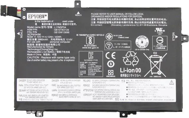 Lenovo L17C4P80 バッテリー 45Wh 未使用 EPYOBW L17M3P54 L17M3P53 L17C3P52 Battery 45Wh 4120mAh 3