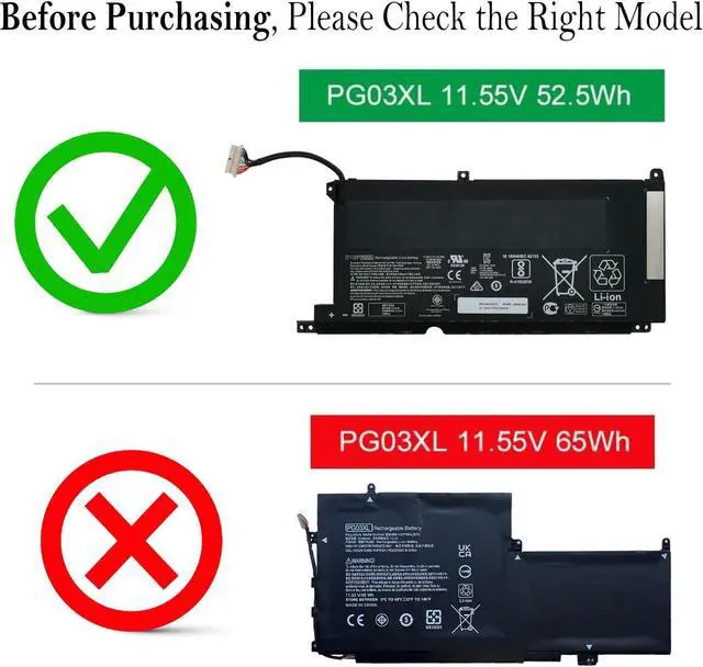 Alt view image 2 of 5 - EPYOBW PG03XL Laptop Battery 52.5Wh Compatible with HP Pavilion Gaming 15-DK 15-EC 16-A/Pavilion Gaming 15t-DK0000 CTO/OMEN 5X FPC52 Series HSTNN-OB1I HSTNN-DB9G L48495-005 L48430-AC1 L48430-AC2