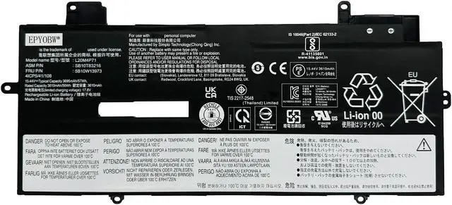 Main image of EPYOBW L20M4P71 L20C4P71 5B10W13975 Laptop Battery 57Wh Compatible with Lenovo ThinkPad X1 Carbon 9th Gen / 10th Gen / 11th Gen/ThinkPad X1 Yoga 6th Gen / 7th Gen / 8th Gen Series L20L4P71 L20D4P71