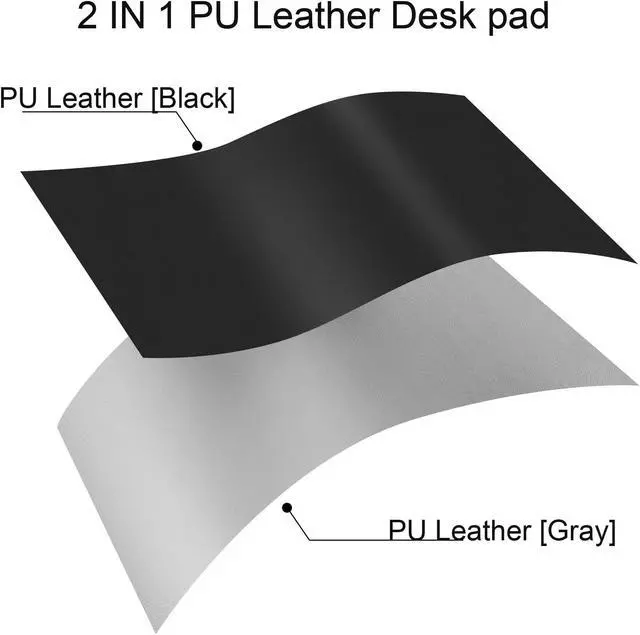 Alt view image 2 of 5 - Chihein PU Leather Desk Mat 66.9" x 23.6" Dual Side Office Desk Pad, Large Mouse Pad, Waterproof Writing Desk pad for Office/Home/Gaming (Black/Gray)