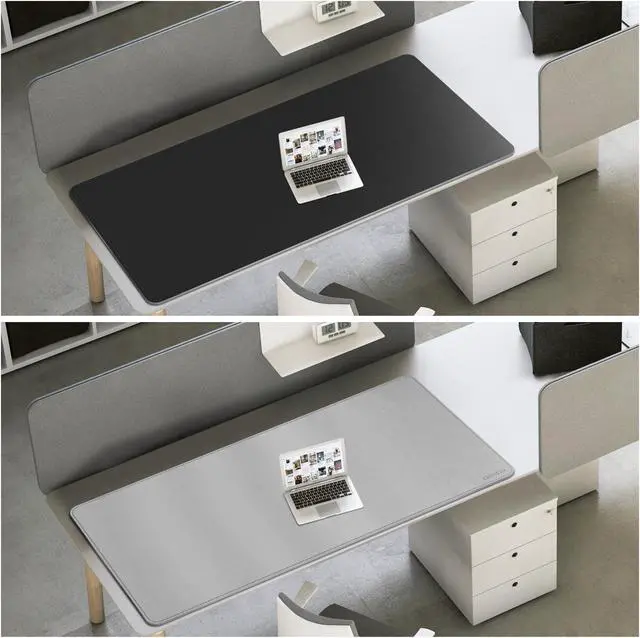 Alt view image 3 of 5 - Chihein PU Leather Desk Mat 66.9" x 23.6" Dual Side Office Desk Pad, Large Mouse Pad, Waterproof Writing Desk pad for Office/Home/Gaming (Black/Gray)