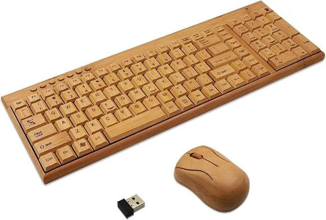Main image of Smart Tech Handcrafted Natural Bamboo Wooden PC Wireless 2.4GHz Keyboard and Mouse Combo