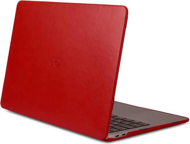 Alt view image 2 of 5 - Dreem Euclid MacBook Air Case - 13-Inch Hard Laptop Cover for MacBook Air 20202018 (Retina, M1, M2, M3, M4), Luxurious Vegan Leather, Protective Top & Bottom Shells, USB Port Slots [Red]