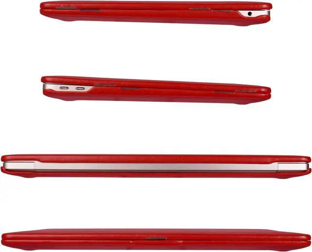 Alt view image 4 of 5 - Dreem Euclid MacBook Air Case - 13-Inch Hard Laptop Cover for MacBook Air 20202018 (Retina, M1, M2, M3, M4), Luxurious Vegan Leather, Protective Top & Bottom Shells, USB Port Slots [Red]