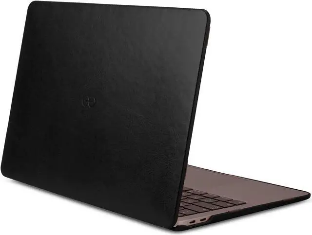 Alt view image 2 of 5 - Dreem Euclid MacBook Pro Case - 16-Inch Hard Laptop Cover for MacBook Pro 2021, Luxurious Vegan Leather, Top and Bottom Shells for Protection, Slots for USB Ports - Black