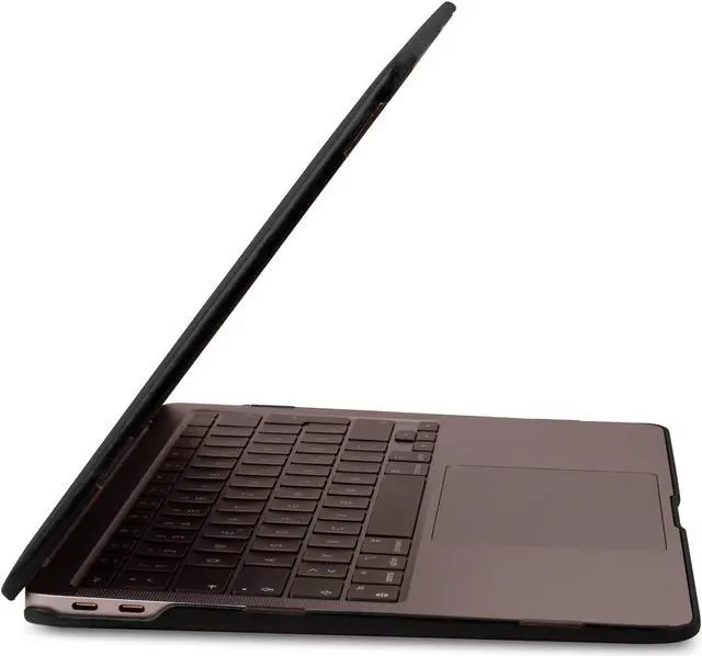 Alt view image 3 of 5 - Dreem Euclid MacBook Pro Case - 16-Inch Hard Laptop Cover for MacBook Pro 2021, Luxurious Vegan Leather, Top and Bottom Shells for Protection, Slots for USB Ports - Black