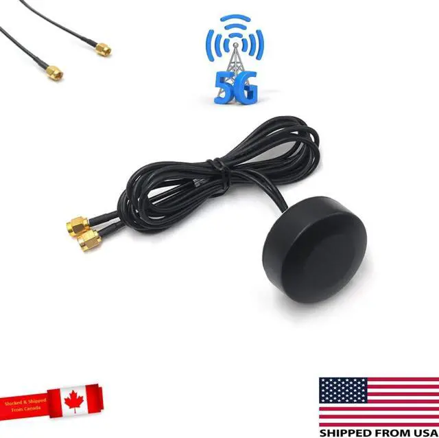 Alt view image 2 of 5 - CompuPort 5G LTE MIMO Omni-Directional Puck Antenna with Dual-Diversity SMA Male connectors with 15' Cables for LTE/ 4G/5G Wireless modems Works with Sierra, Teltonika, Peplink, Microhard & DiGi