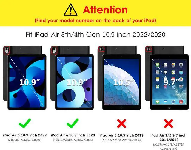 Alt view image 3 of 5 - DTTO iPad Air 5th/4th Generation Case, Premium Leather Folio Stand Cover with Pencil Holder, and Stylus Pen for iPad Air 10.9 inch 2022/2020, BlackBrown and Light Blue