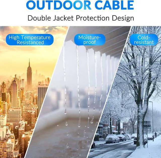 Alt view image 4 of 5 - Cat5e Outdoor Ethernet Cable 350 Feet, Cat 5e Heavy Duty Internet Network LAN Cable, More Flexible Than Cat 6, Waterproof, PVC & LLDPE UV Double Jackets for in Wall, Direct Burial, Router, POE, Indoor