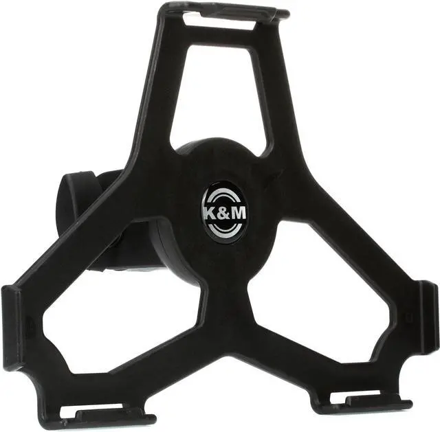 Main image of K&M Konig & Meyer 19714.500.55 iPad Air Holder for Microphone Stand |  5/8 " Thread Mount | Switch from Landscape to Portrait | Studio Musician | Work Remote | German Made | Black