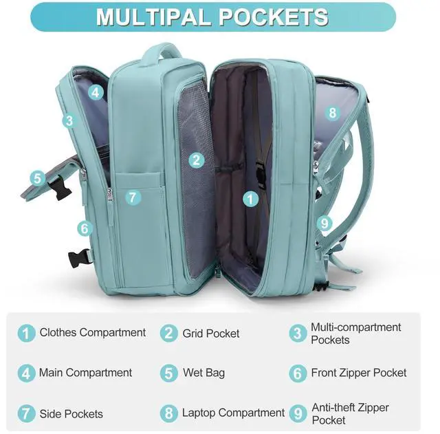 Alt view image 3 of 5 - Casual Backpack Traveling Backpack, A-blue, Expandable, Travel Backpacks