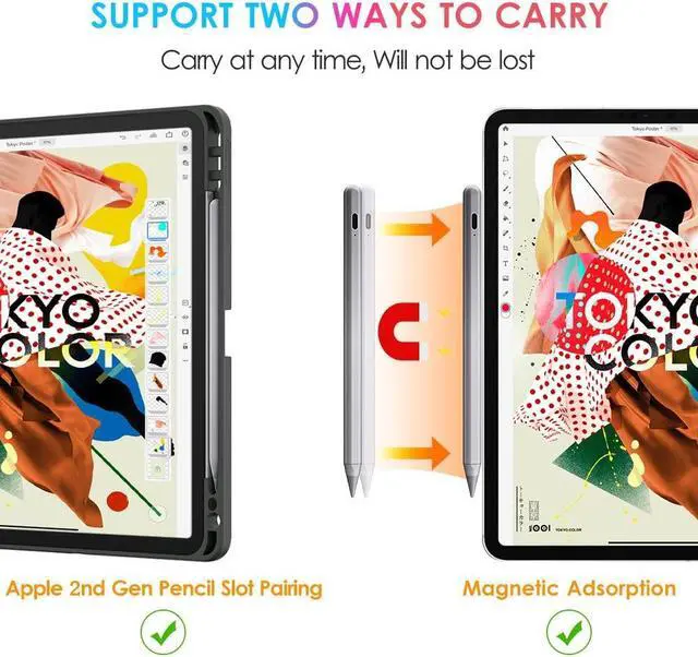 Alt view image 5 of 5 - DTTO iPad Pro 12.9 6th / 5th / 4th / 3rd Generation Case 2022/2021/2020/2018, Premium Leather Folio Stand Case Brown with Stylus Pen Grey