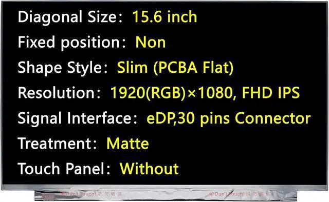 Main image of JHK JIEHONGKE New Screen Replacement for B156HAN02.1 HW:0A HW:4A HW:7A HW:CA HW:9C,eDP,30 pins Connector 1920(RGB)x1080 FHD IPS Matte LCD LED Display