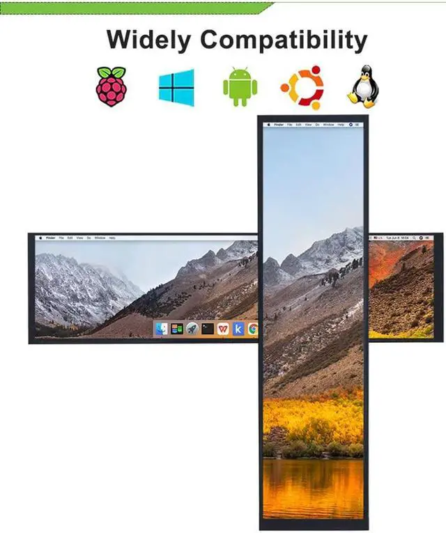 Alt view image 3 of 5 - EDIY 7.9 Inch IPS Screen for Aida64 1280x400 Raspberry Pi PC CPU Sub Monitor GPU Rack Vehicle Mounted Fan Speed Analog Display with Drive Board