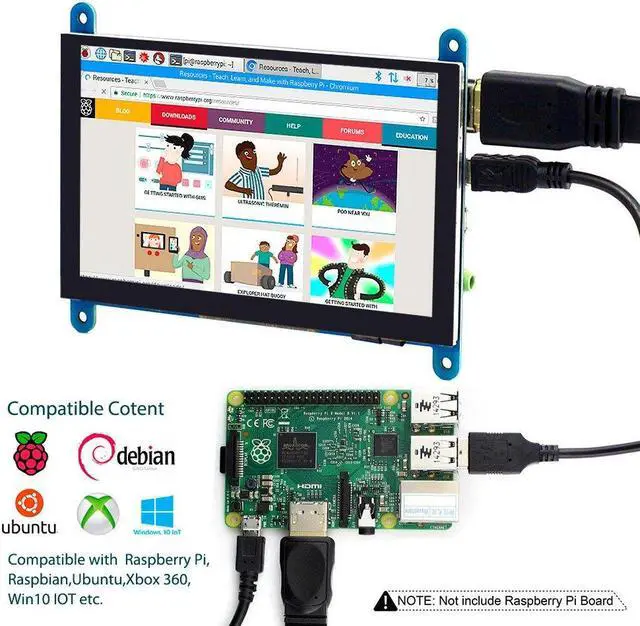 Alt view image 3 of 5 - ELECROW 5 Inch Touch Screen Monitor for Raspberry Pi - 800×480 Mini Monitor Touchscreen LCD Display Compatible with Raspberry Pi 5/4/3B+/3B, BB Black, Banana Pi, Jetson Nano, Windows, PC