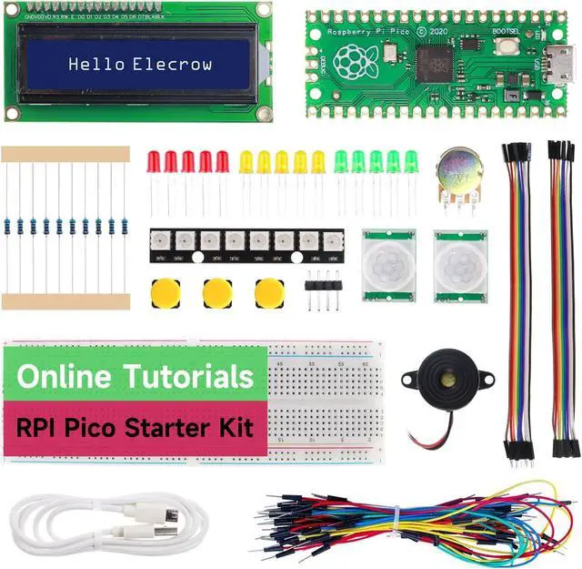 Main image of Raspberry Pi Pico Starter Kit, ELECROW Sensor Basic Kit for Programming, Pi Pico Micropython 25 Projects Lessons for Programmer