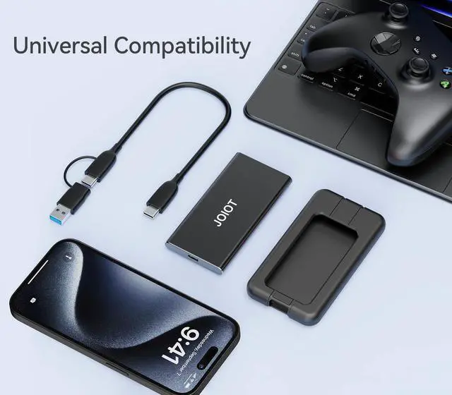 Alt view image 3 of 5 - JOIOT 512G Portable SSD Up to 2000MB/s USB-C USB 3.2 Gen 2x2 External SSD with Protective Case Shockproof Type-C External Solid State Drive