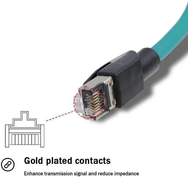 Alt view image 4 of 4 - Eonvic Ethernet Shielded Cable M12 X-Type 8 Position to RJ45 Waterproof Industrial Network High Flex Cable for Cognex (8M, Black)