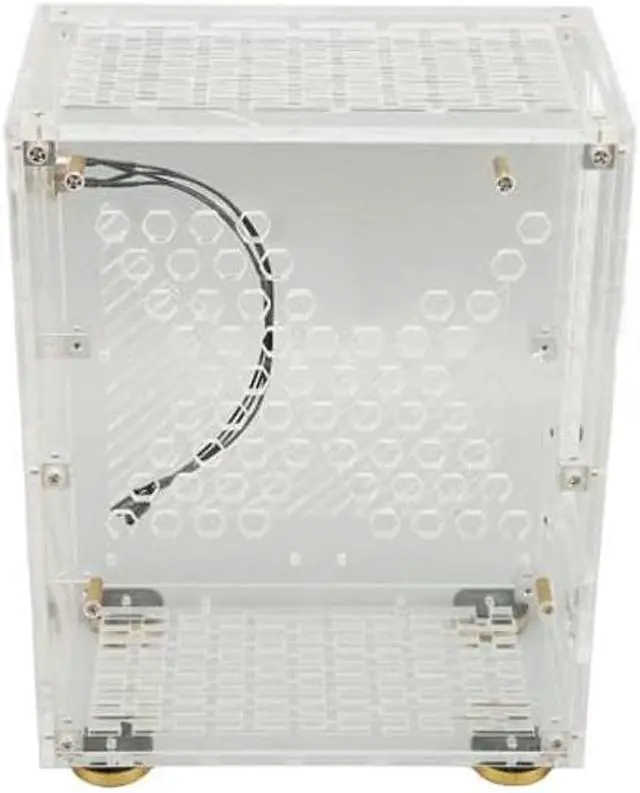 Main image of Mini ITX Case 4.3L with Clear Acrylic Panel, 360 Degree Cooling, Cushioning Foot Pads, Perfect for FLEX 1U Power and 2.5in SSD, Compact Mini PC Case (Transparent)