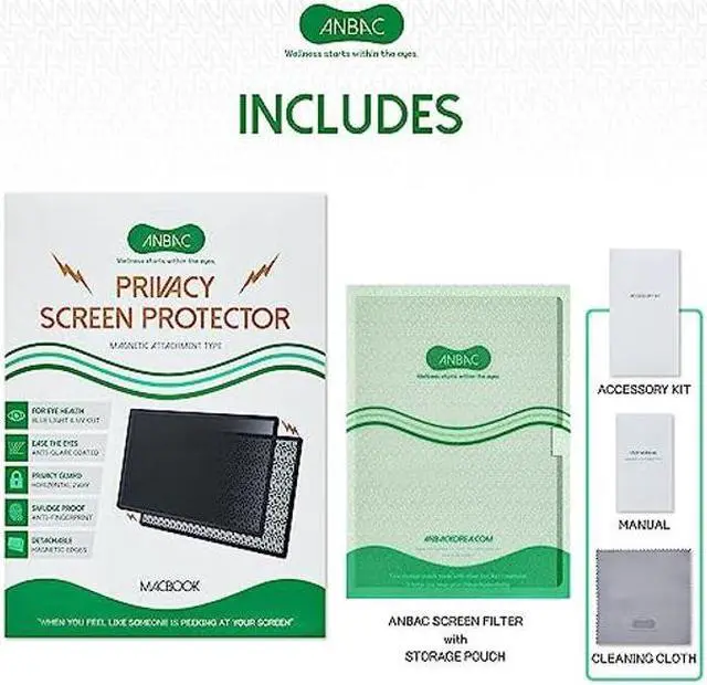 Alt view image 5 of 5 - ANBAC Laptop Magnetic Privacy Screen Protector for 13.6 inch MacBook Air (2022, M2) - Blue Light Blocking Security Screen Shield, Anti-Smudge Cover, UV Filter, Computer Private Screen Hider