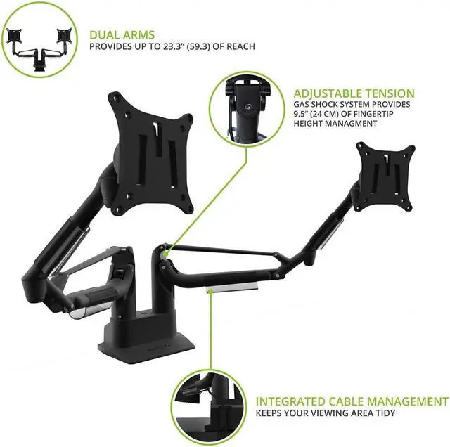 Alt view image 3 of 5 - Kanto DMS2000 Dual-Monitor Desktop Mount for 17-inch to 32-inch Displays | Black