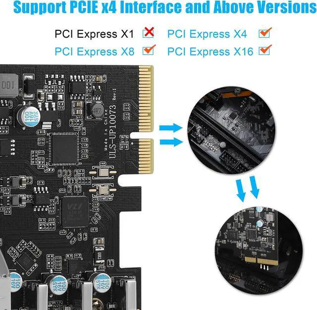Alt view image 3 of 5 - PCIe to USB 3.2 Gen 2 Card with 20 Gbps Bandwidth 7 USB Ports (4 USB Type-A and 3 Type-C Ports), PCI Express (PCIe) Expansion Card for Desktop PC